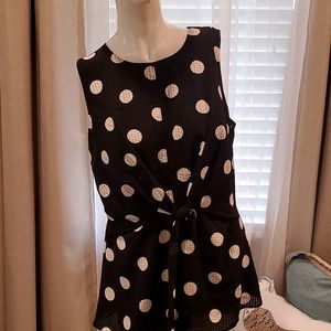 Polka Dot Sleeveless Top - Black and White
